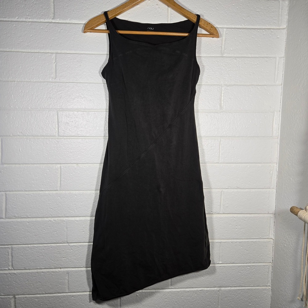 Nau Asymmetrical Boatneck Dress XS Organic Cotton Spandex‎ Asymmetrical Minimal